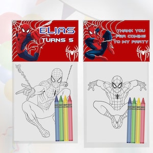 Spiderman, Spiderman Mini Coloring Pages and Crayons, Spiderman Birthday Party Favors, Spiderman Party Supplies, Spiderman Coloring Book