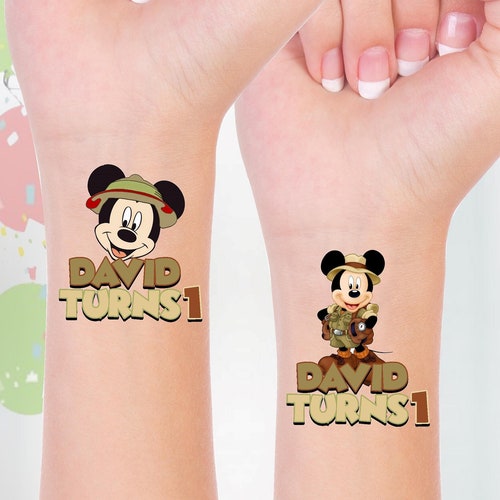 Mickey Mouse Safari Temporary Tattoo Mickey Mouse Tattoos Etsy