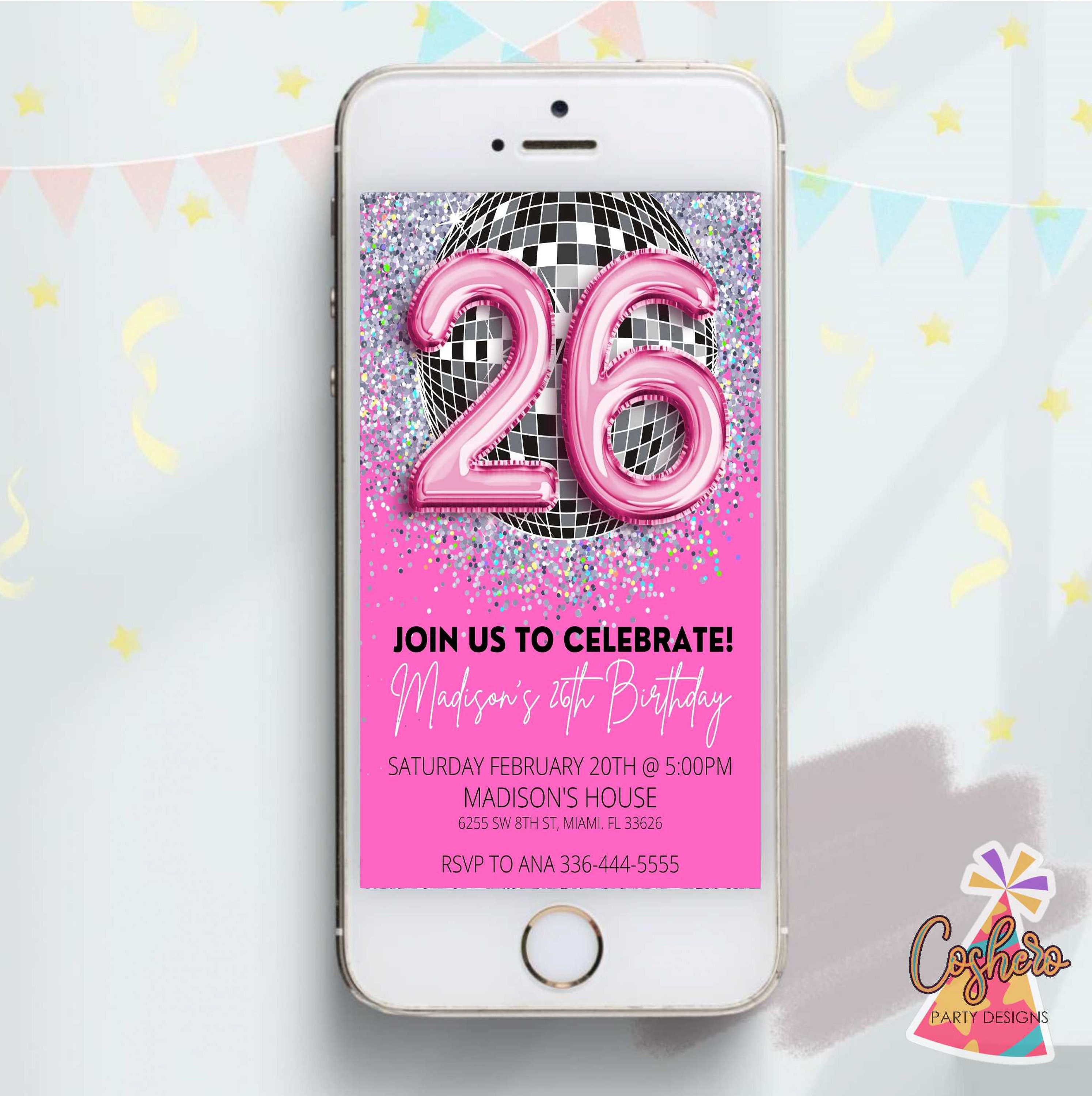 Disco Birthday Invitation Disco Ball Invite Disco Birthday Etsy