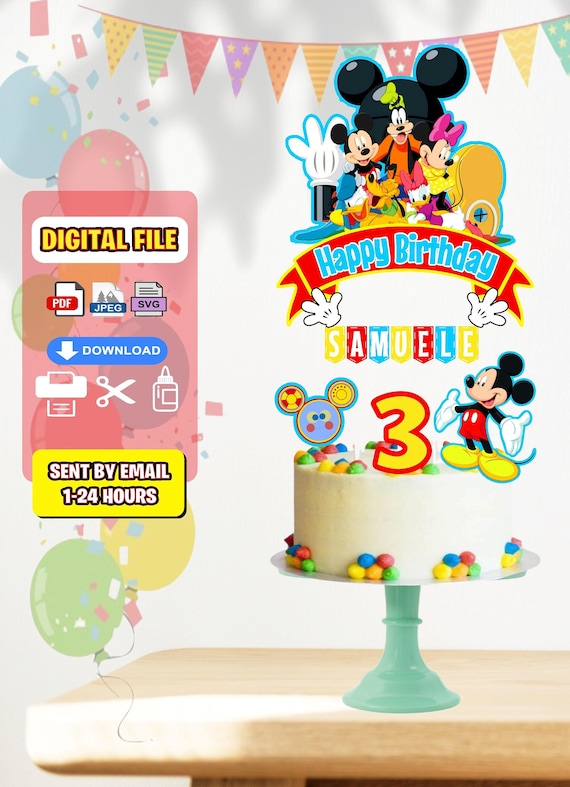 Mickey Mouse Cake Topper, Mickey Clubhouse Cake Topper, Mickey Mouse  Birthday, Mickey Mouse Party Supplies, Mickey Mouse Party Decor 