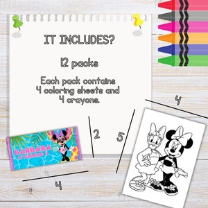 Minnie Mini Coloring Pages and Crayons, Minnie Birthday Party Favors, Minnie Party Supplies, Minnie Coloring Book, Pool Birthday Party image 3