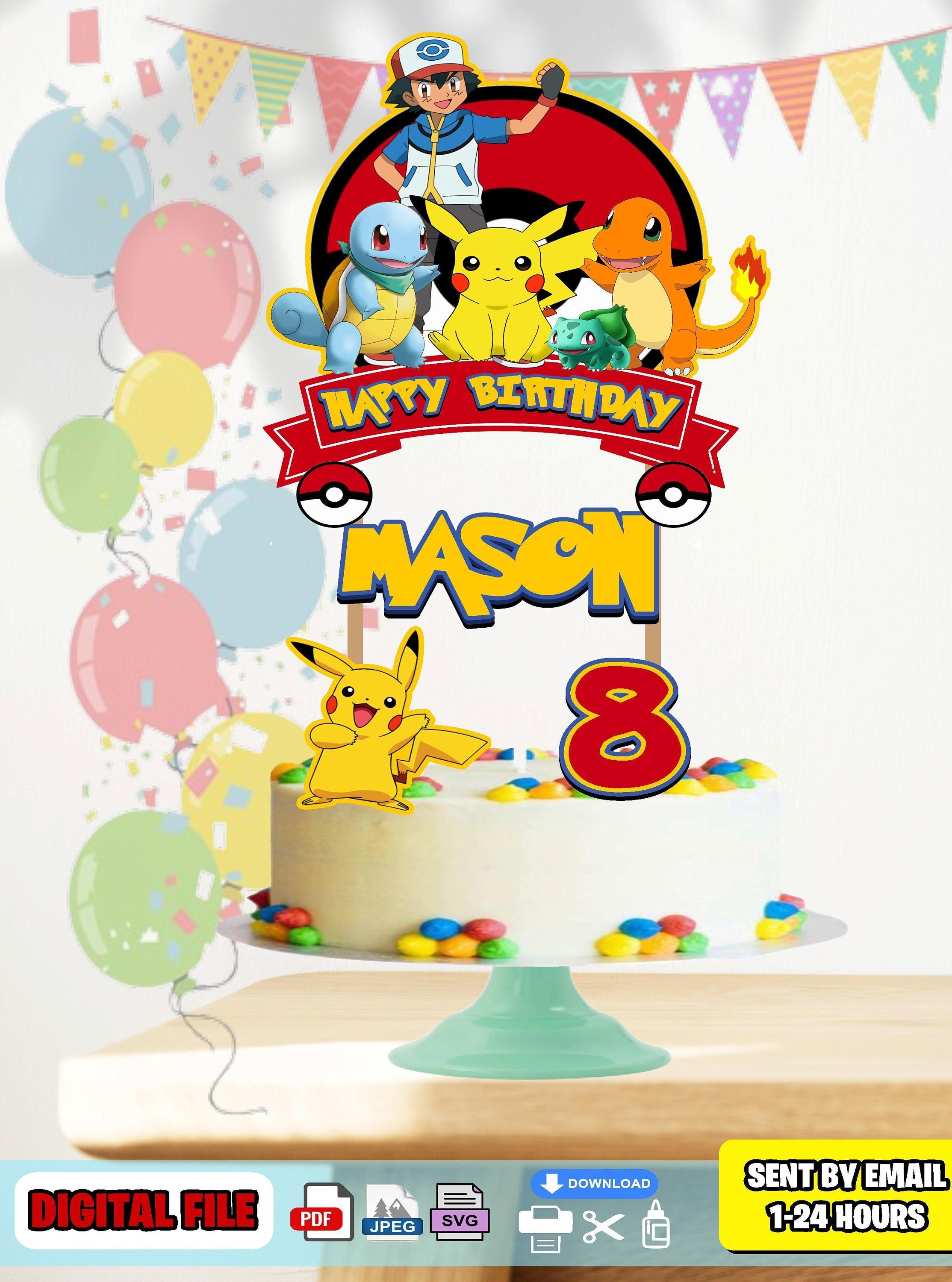 Pokemon Cake Topper Pokemon Banner Pokemon Party Supplies Pokemon Party Pokemon Birthday Party Pokemon Birthday Topper