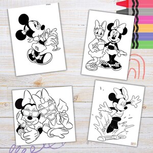 Minnie Mini Coloring Pages and Crayons, Minnie Birthday Party Favors, Minnie Party Supplies, Minnie Coloring Book, Pool Birthday Party image 2