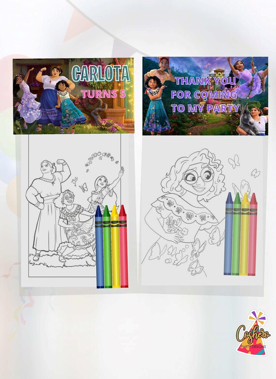 Encanto Mini Coloring Pages and Crayons Encanto Birthday - Etsy