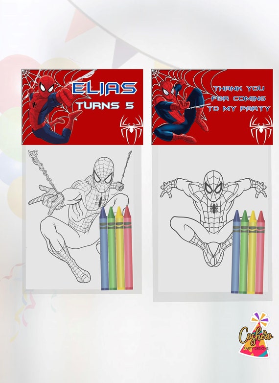 Spiderman, Spiderman Mini Coloring Pages and Crayons, Spiderman Birthday  Party Favors, Spiderman Party Supplies, Spiderman Coloring Book 