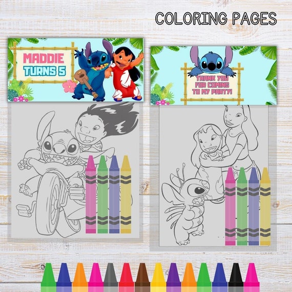 Lilo and Stitch, Lilo and Stitch Mini Coloring Pages and Crayons, Lilo and  Stitch Birthday Party Favors, Lilo and Stitch Party Supplies 