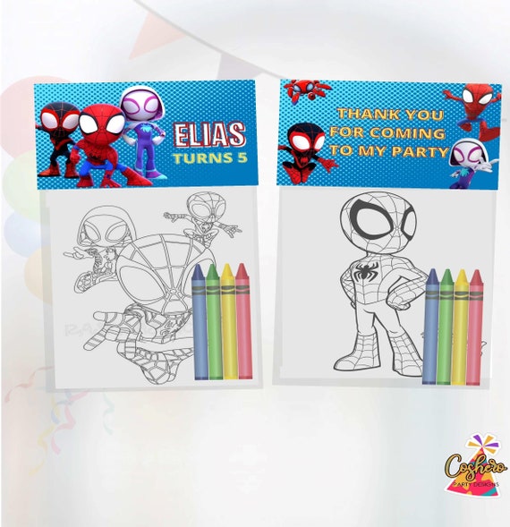 Spiderman, Spiderman Mini Coloring Pages and Crayons, Spiderman Birthday  Party Favors, Spiderman Party Supplies, Spiderman Coloring Book 