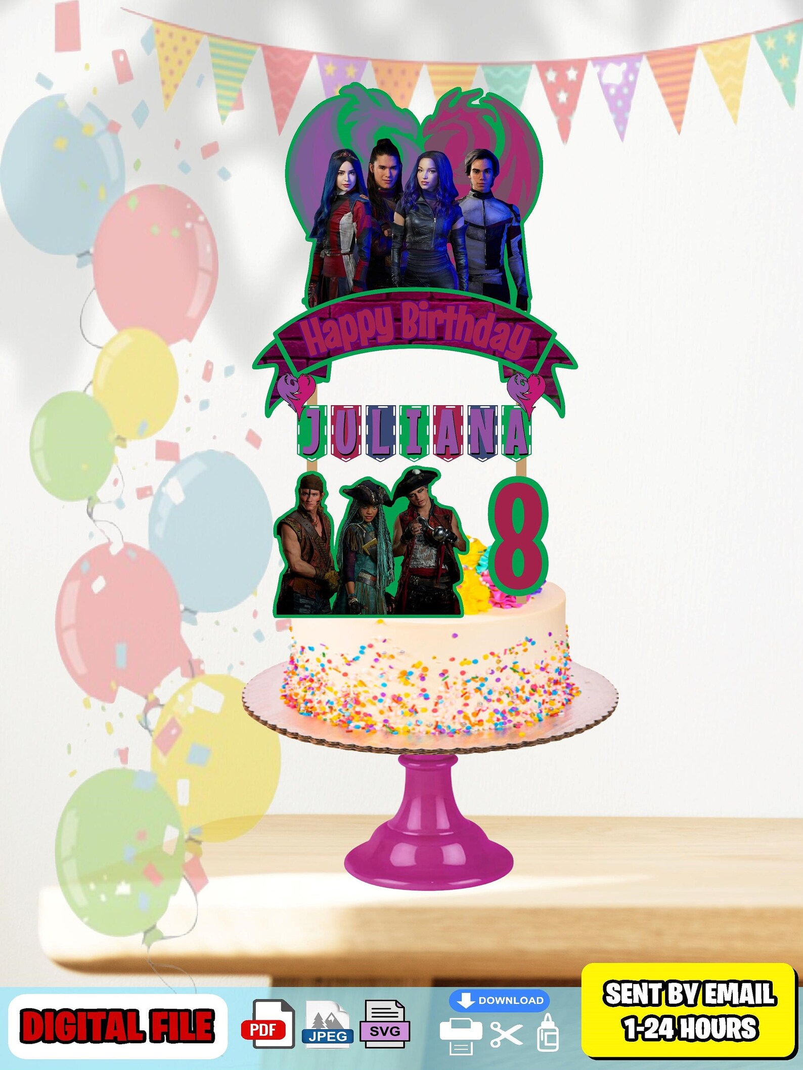 Descendants Cake Topper Descendants Birthday Topper | Etsy