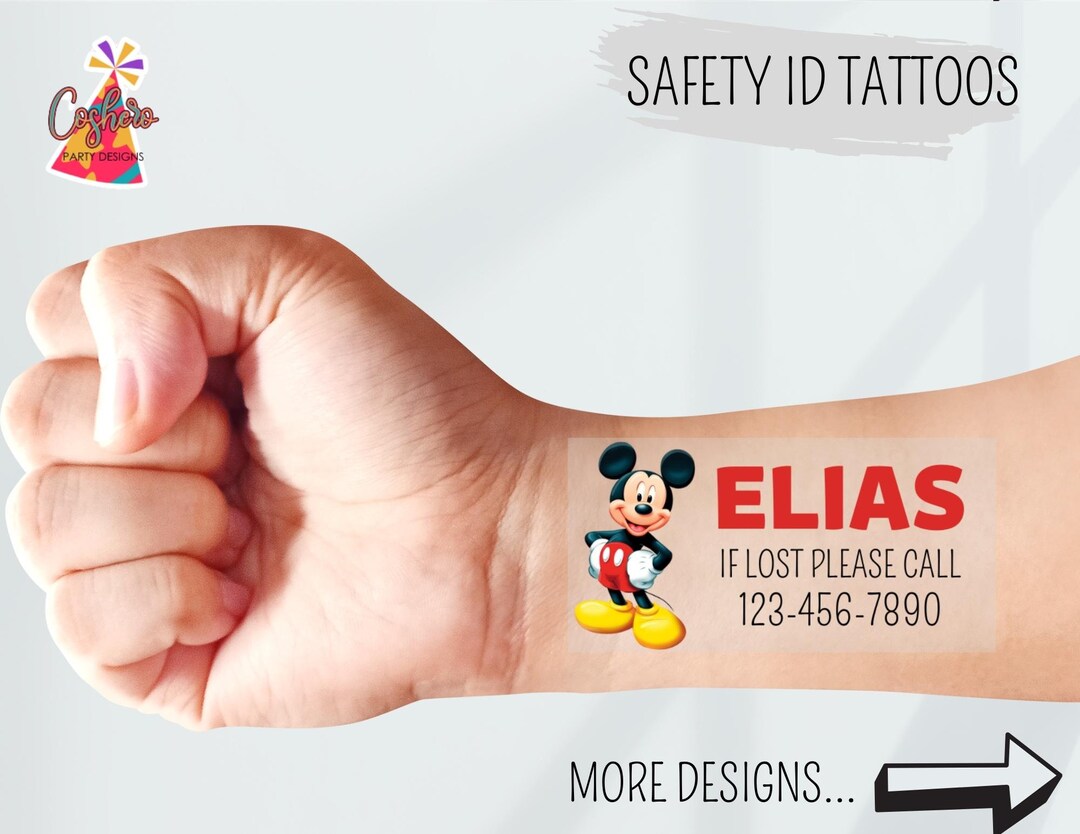 The Child Safety Tattoos, Safety ID Tattoos, Emergency Contact Tattoos