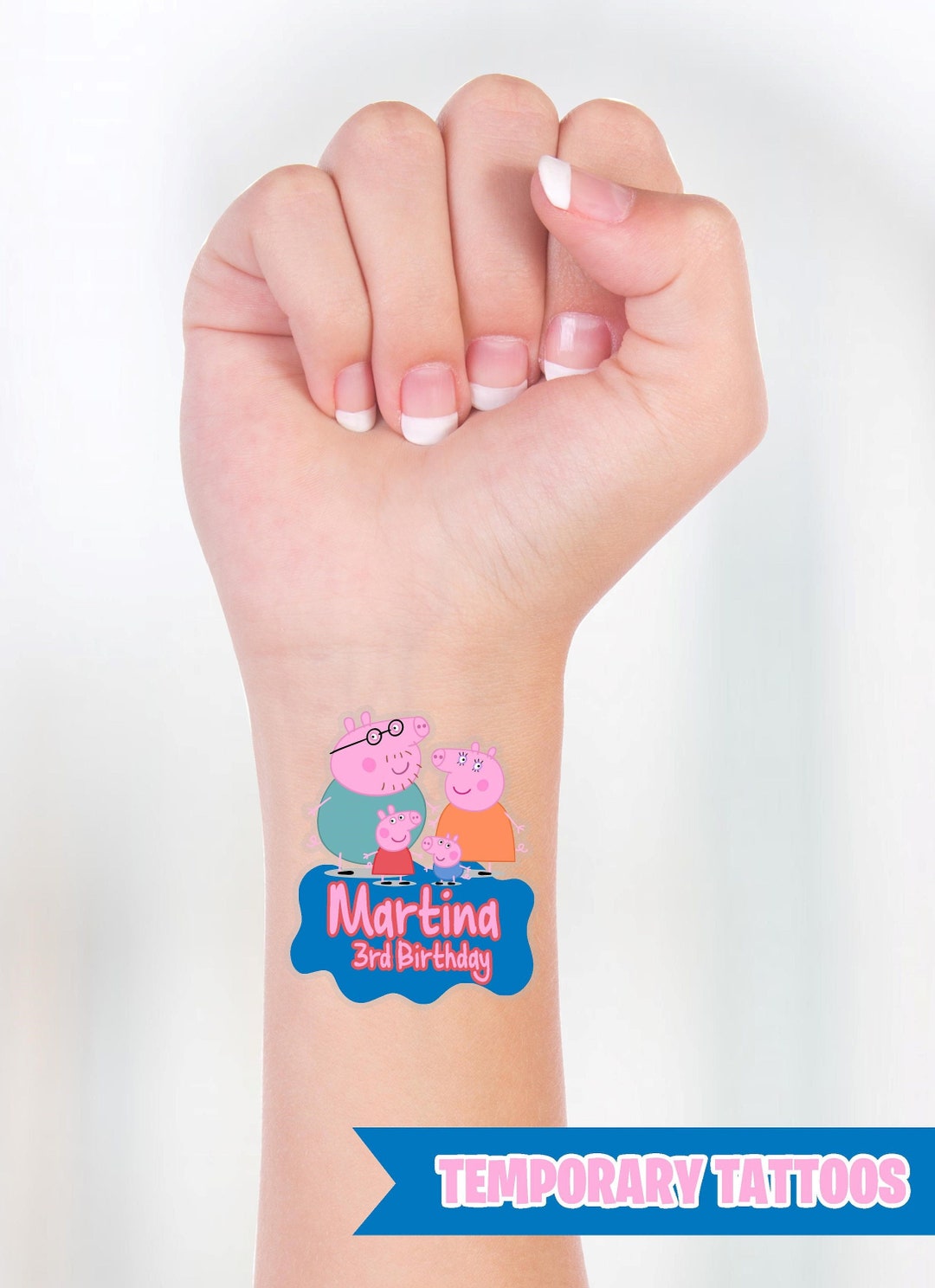 Kids Birthday Tattoos, Birthday Tattoos, Temporary Tattoos, Peppa Pig Tattoos, Peppa Pig ...