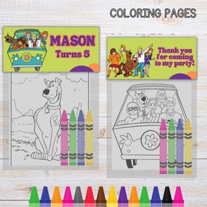Scooby Doo Mini Coloring Pages and Crayons, Scooby Doo Birthday Party Favors, Scooby Doo Party Supplies, Scooby Doo Coloring Book