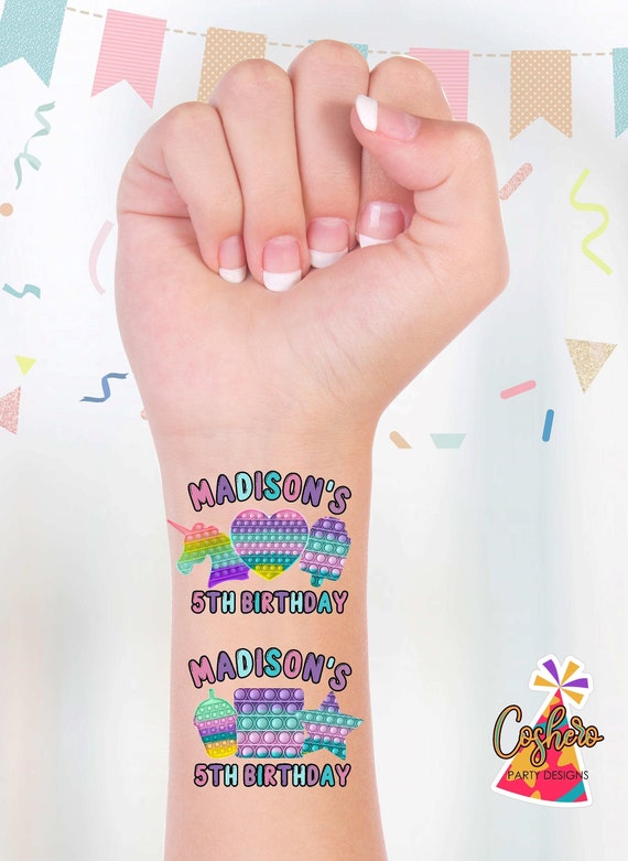 Kids Birthday Tattoos Pop It Pop It Tattoos Pop It Etsy