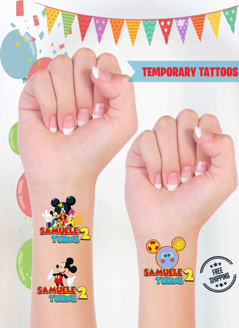 Mickey Mouse Clubhouse Temporary Tattoo Mickey Mouse Birthday Etsy
