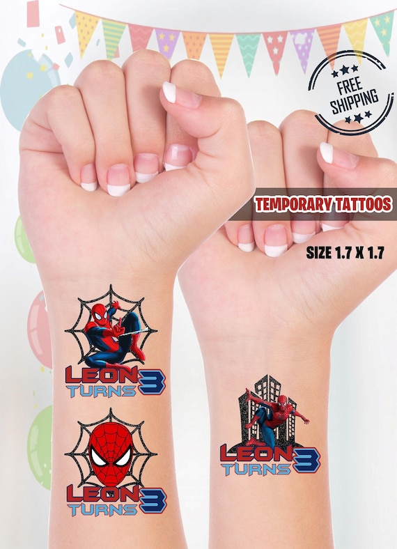 Spiderman, Spiderman Temporary Tattoos, Spiderman Tattoos, Spiderman  Birthday, Spiderman Party, Spiderman Party Supplies, Spiderman Gifts