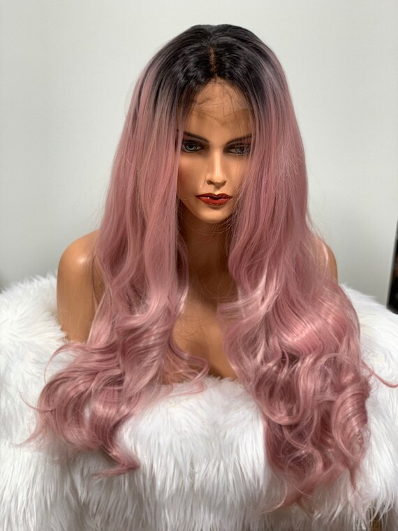 Pink wig with black roots Clearance