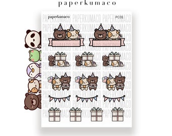 birthday coco and momo bear cat sticker sheets kawaii animals