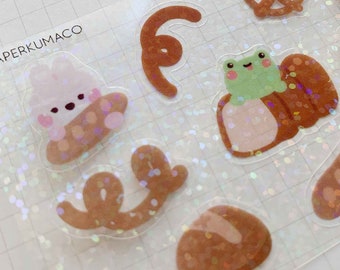 Kawaii Animals Pastel Bread Cute Holographic Sticker Sheet