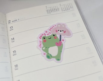 Just Doing My Best Lili Die Cut Sticker // Frog Waterproof Vinyl Stickers for Water Bottles Planners Gifts for friend