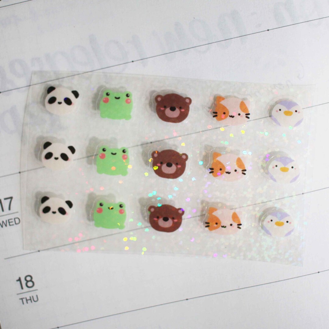 Kawaii Animals Pastel Cute Holographic Sticker Sheet - Etsy