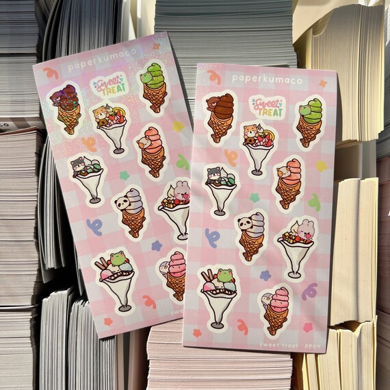 Sweet Treat Shimmer Sticker Sheet Kawaii Animals Planner Etsy