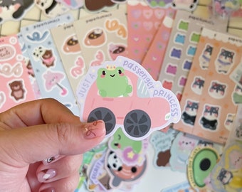 Just a Passenger Princess Frog Lili Die Cut Sticker // Waterproof Vinyl Stickers for Water Bottles Planners Gifts for friend