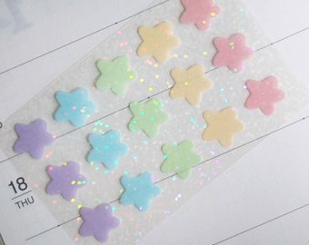 Kawaii Stars Pastel Cute Holographic Sticker Sheet