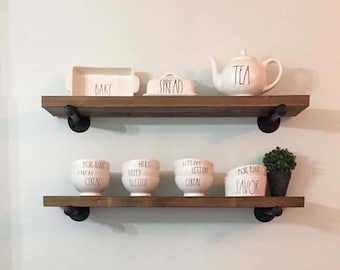 Rustic Industrial Farmhouse Pipe Shelves