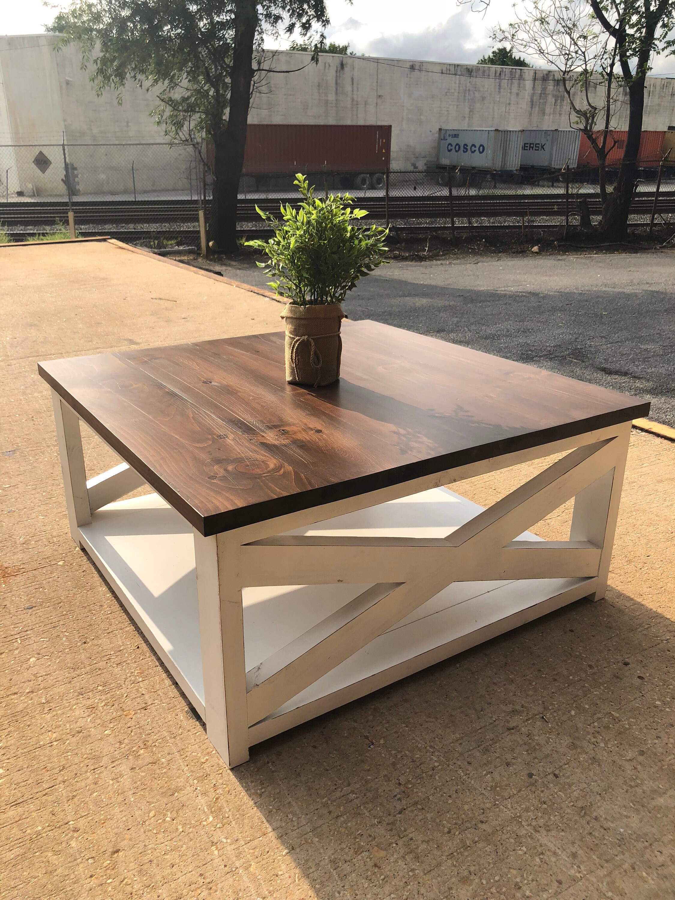 Free Shipping Farmhouse Style Square Coffee Table Etsy
