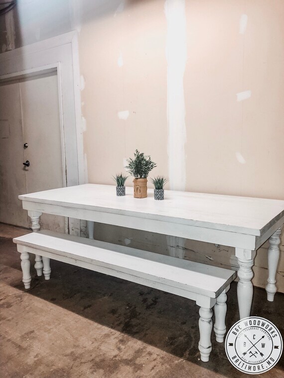 Free Shipping The Joanna Farmhouse Style Distressed Turned Leg Etsy