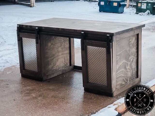 Local Delivery Farmhouse Style Barn Door Desk Console Tv Stand