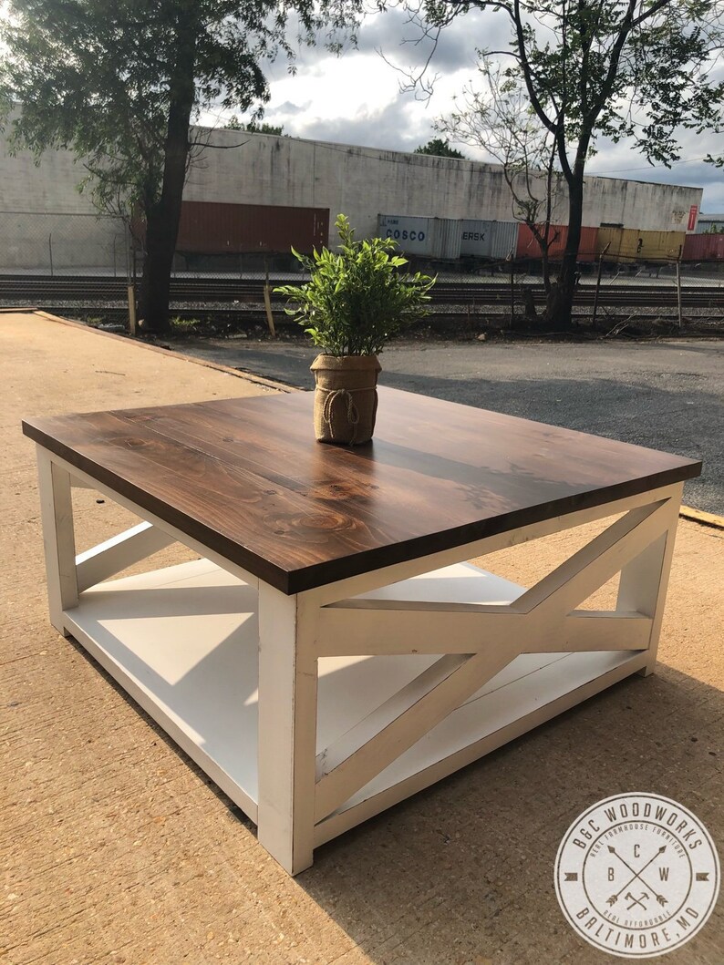 Free Shipping Farmhouse Style Square Coffee Table Etsy