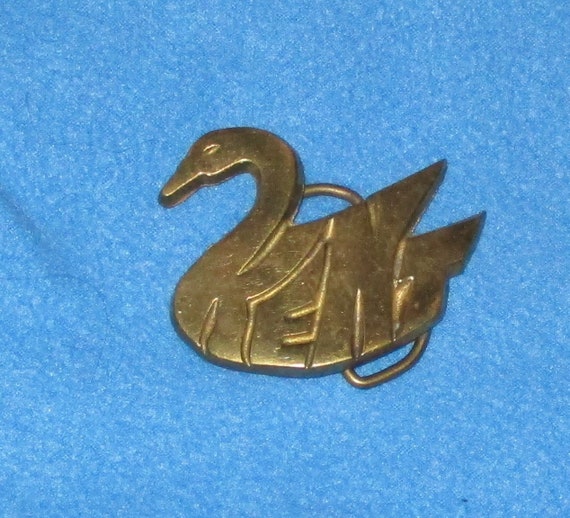 Vintage 1980's SOLID BRASS KENT Swan Shape Name B… - image 1