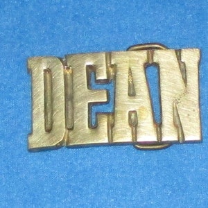 Vintage 1980's SOLID Brass Name DEAN Belt Buckle Country Hipster Cool