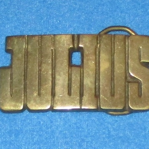 Vintage 1980's SOLID BRASS Name JULIUS Belt Buckle Country Hipster Cool