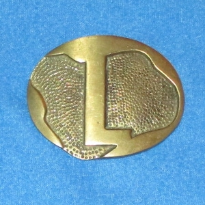 Vintage SOLID BRASS Letter L Initial Belt Buckle Country Hipster Cool L
