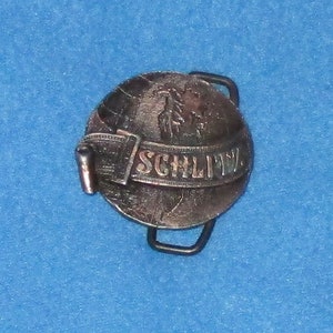 Vintage 1980&#39;s SCHLITZ BEER Globe Shape Small Belt Buckle