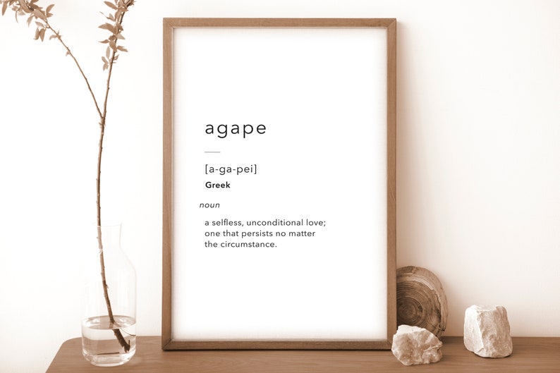 Agape Definition Print Modern Home Decor Digital Download Minimalist