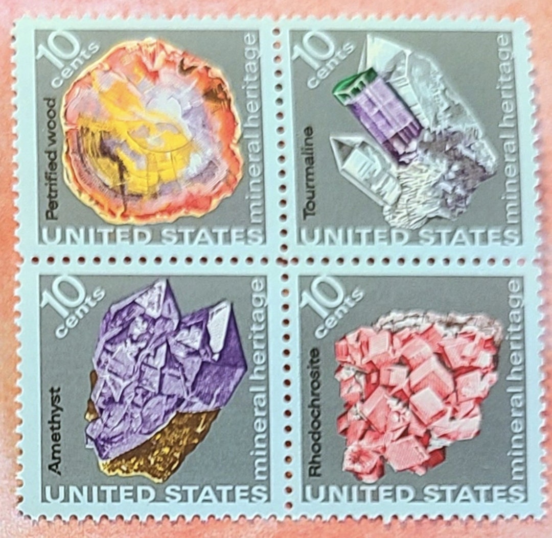 24 Vintage Unused Mineral Heritage 10cents U.S. Postage Stamps