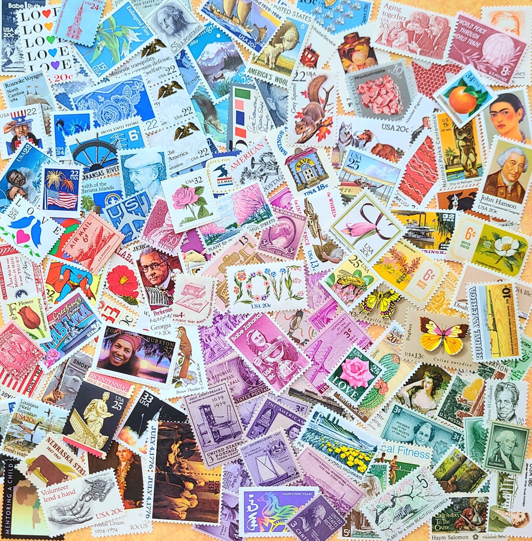 135 Unused Vintage U.S. Postage Stamps. Bargain Lot. All Different
