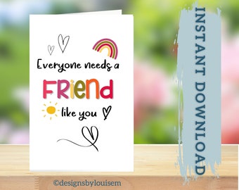 Thank You For Being My Friend Printable Card, Good Friend Card, Positivity Card, Best Friend Card, Friendship Card, Thank You Friend Card