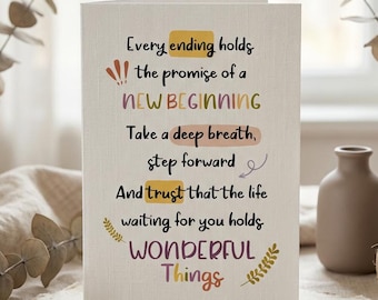Inspirational New Chapter Greeting Card, Positive Quote for Fresh Starts, Encouragement for New Job. Card for New Beginnings