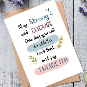 Carte Continuez, Soyez forts, Carte pour les moments difficiles, Carte d'amitié, Citation d'encouragement, Ici pour vous, Carte de positivité, Vous avez cette carte