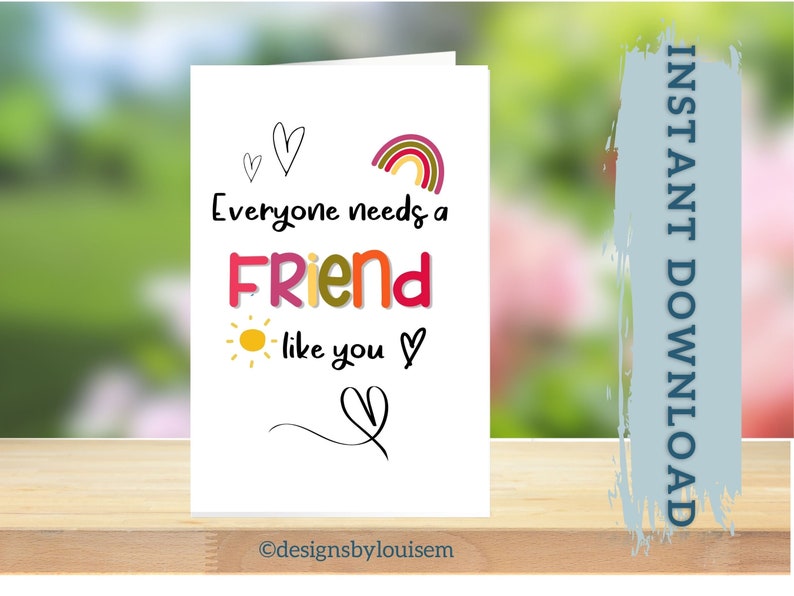 Postivity Friend Thank You for Being My Friend Printable Card, Good Friend Card ...
