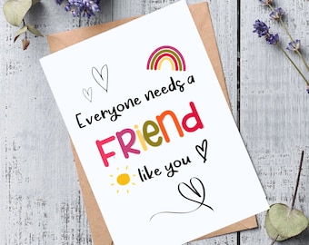 Thank You Friend Card, Good Friend Card, Positivity Card, Best Friend Card, Friendship Card, Friendship Quotes, Thanks for being my friend