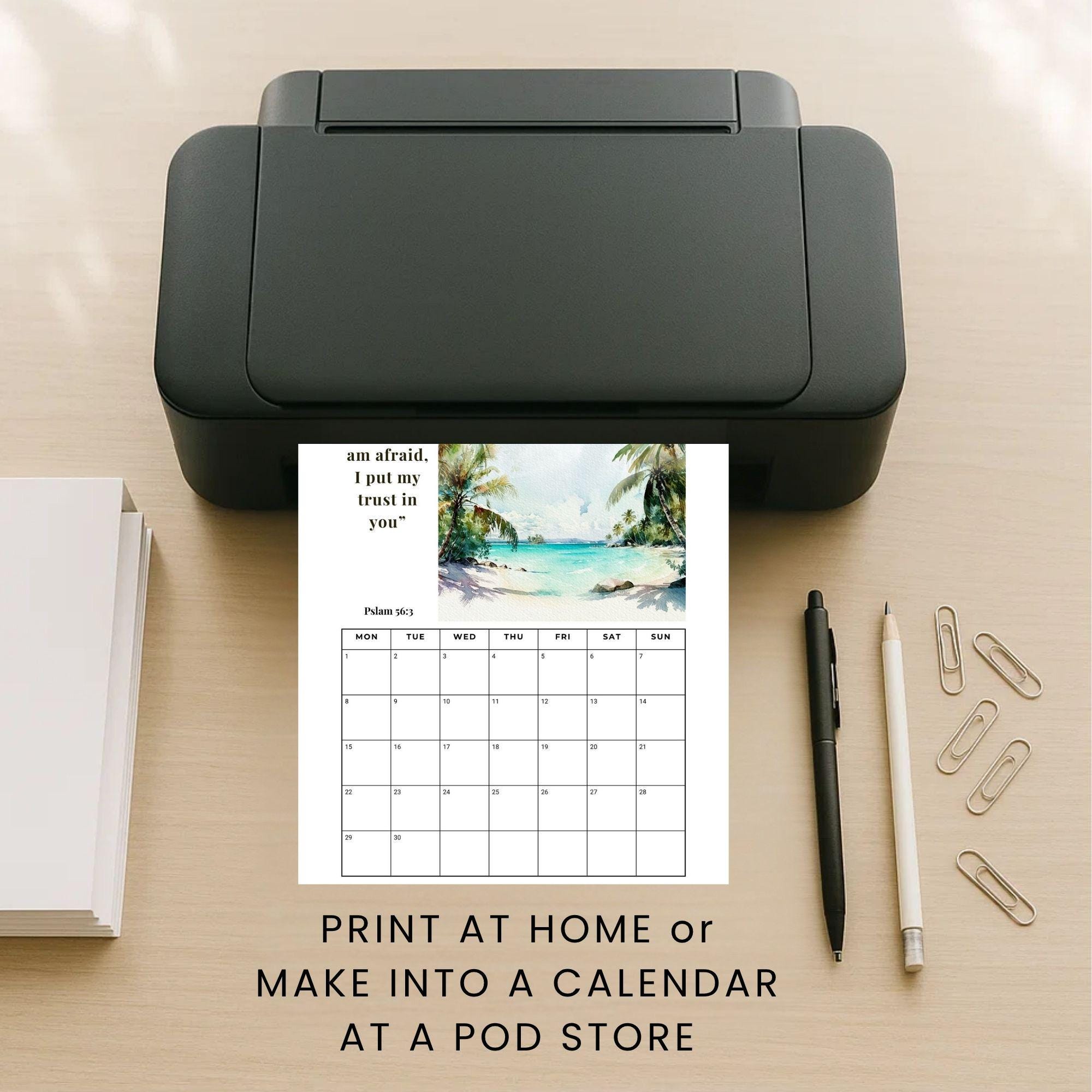 2026 Bible Verse Monthly Calendar Printable, JW Scripture Tropical ...