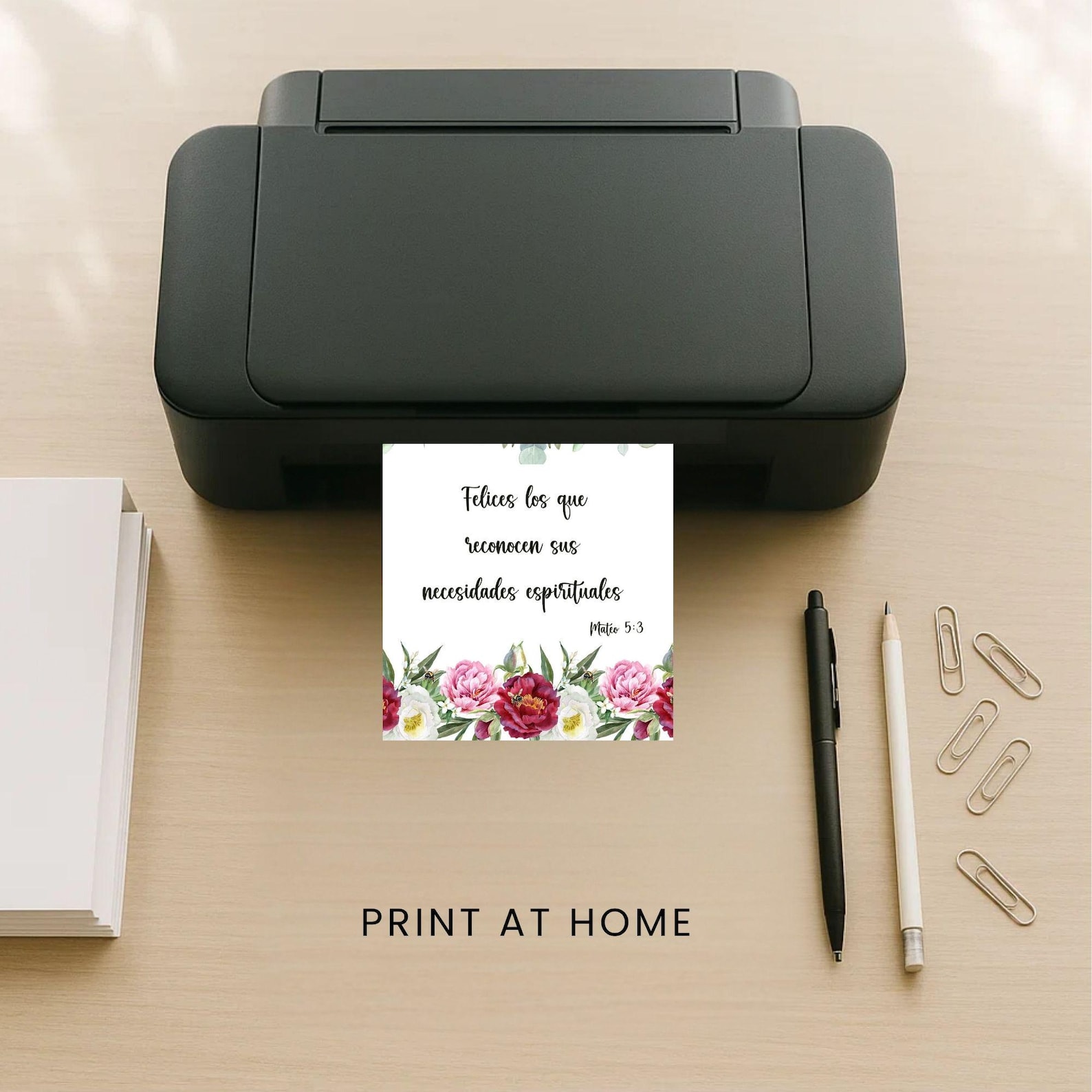 Spanish JW Year Text 2026 Printable Cards – Matthew 5:3, Floral Design ...