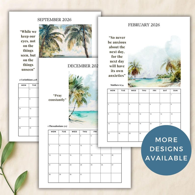 2026 Bible Verse Monthly Floral Calendar Printable, JW Scripture Floral ...