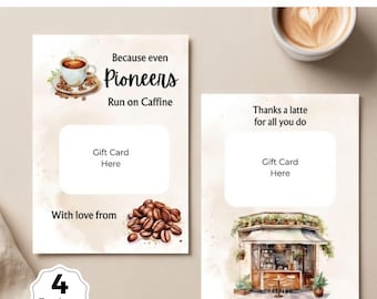 JW Pioneer Printable Coffee Gift Card Holder, Gift Card Holders Template, 5x7 Instant Download
