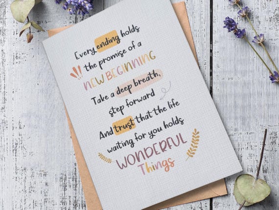 New Chapter Card with Positive Quote, New Beginnings, Card for Fresh Start, New Job Card, Moving on to the Next Chapter, Emigrating Card