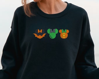 Sudadera unisex Crewneck de Halloween Minnies bordada / Disney Halloween / Suéter de Disneyland / Suéter WDW